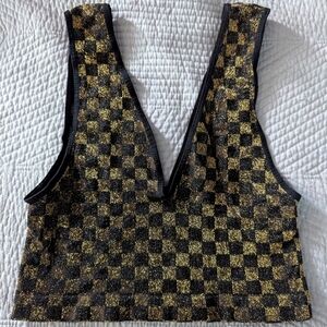 Free People Intimately Checkered Black and Gold Bralette